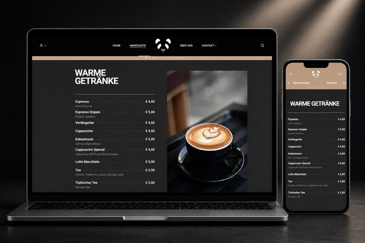 PANDA Lounge Website – Desktop & Mobile Ansicht